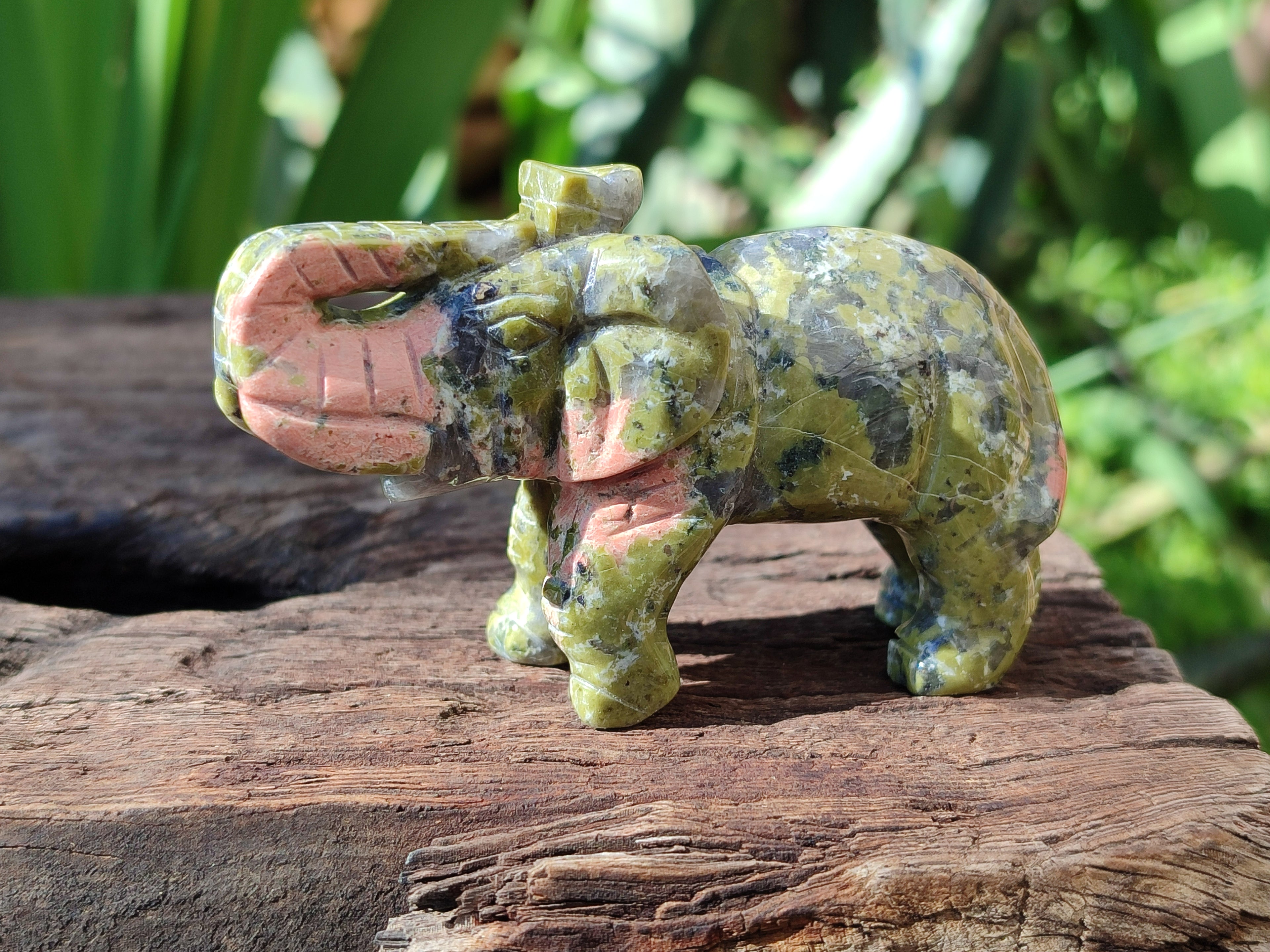 Polished Unakite Elephant Carving - sold per item - From South Africa - Toprock Gemstones and Minerals 