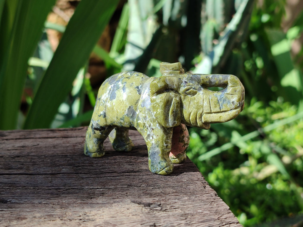 Polished Unakite Elephant Carving - sold per item - From South Africa - Toprock Gemstones and Minerals 