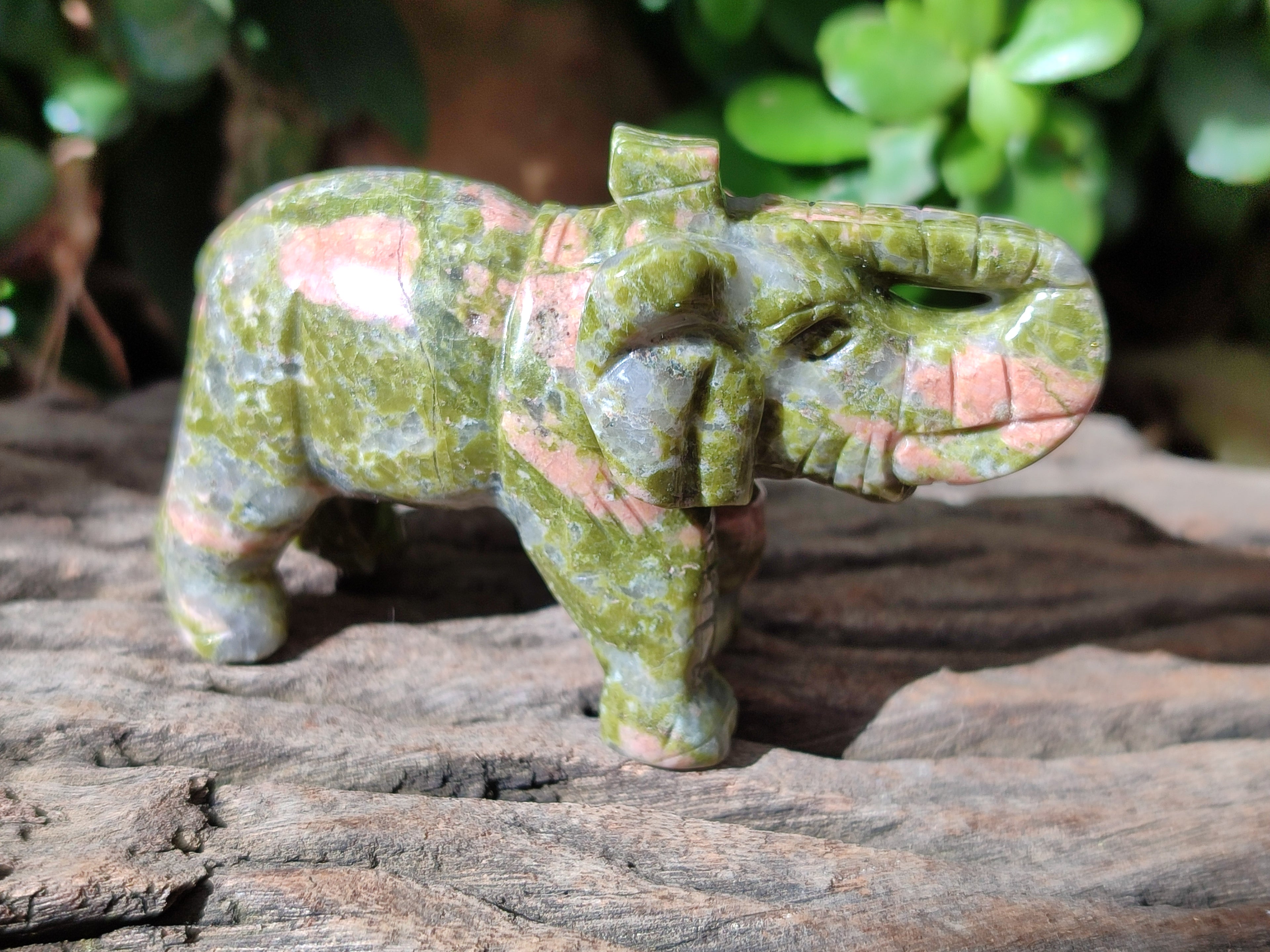 Polished Unakite Elephant Carving - sold per item - From South Africa - Toprock Gemstones and Minerals 