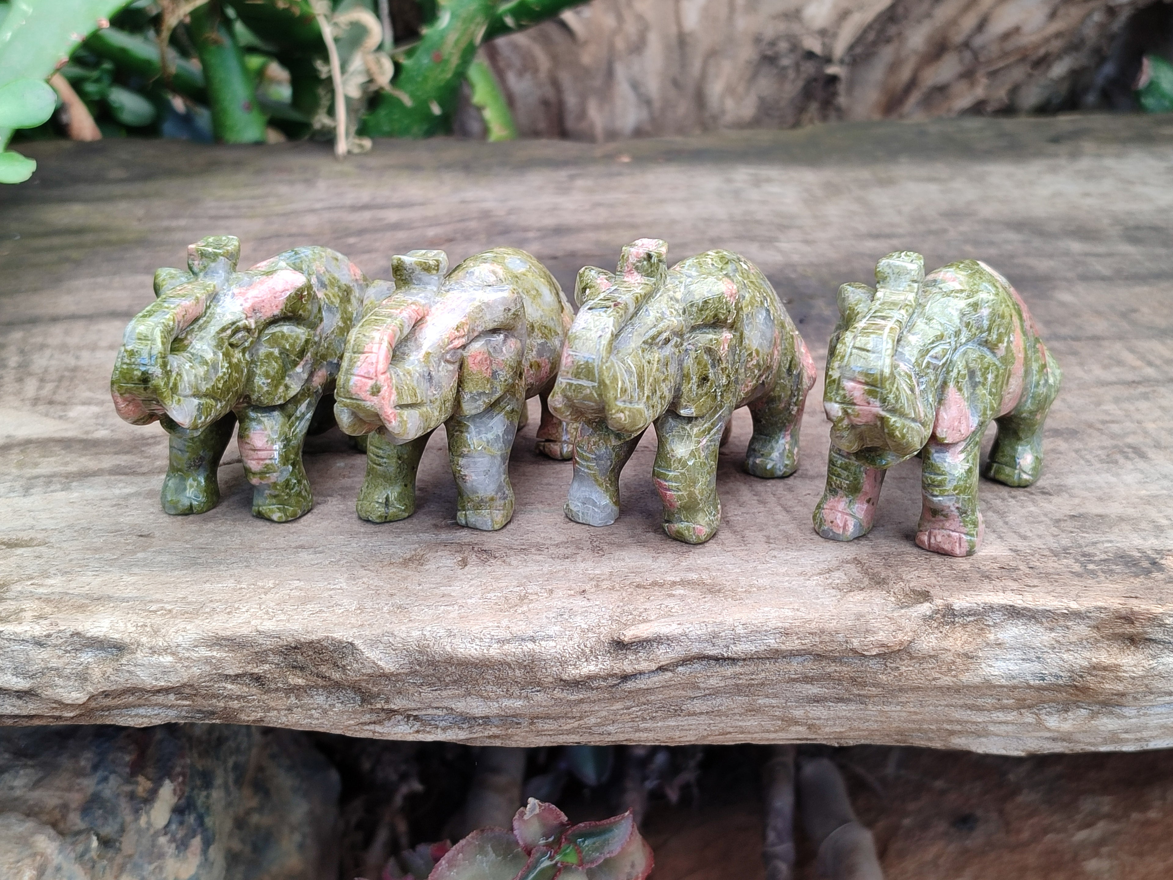 Polished Unakite Elephant Carving - sold per item - From South Africa - Toprock Gemstones and Minerals 
