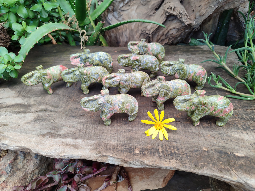 Polished Unakite Elephant Carving - sold per item - From South Africa - Toprock Gemstones and Minerals 