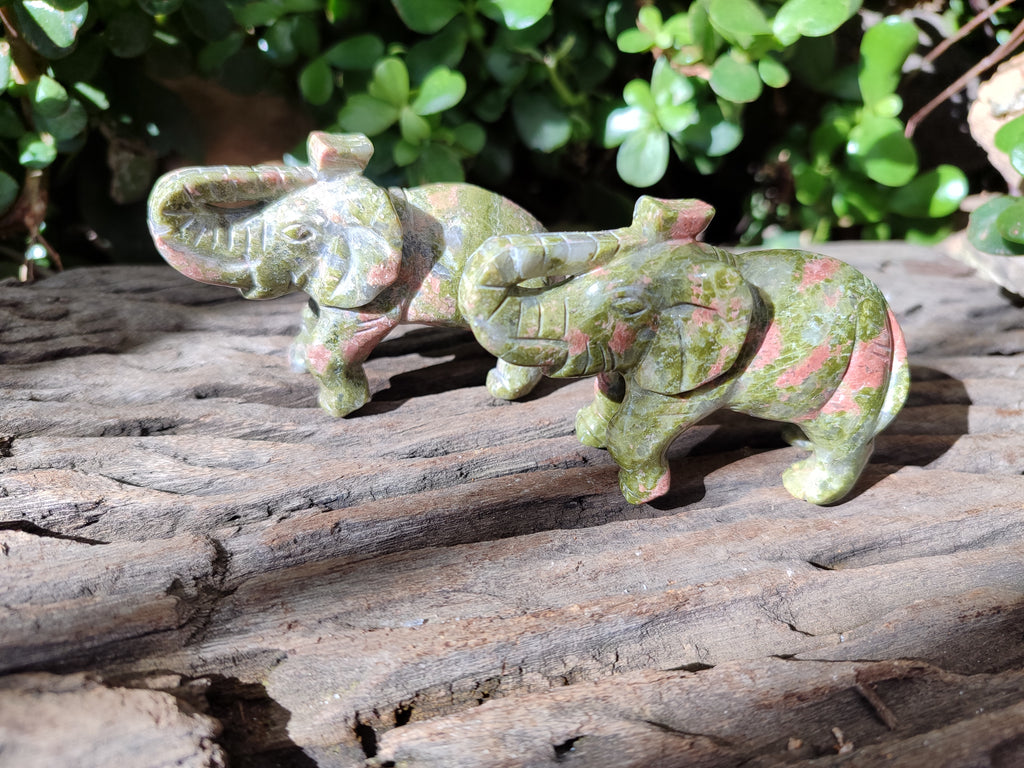 Polished Unakite Elephant Carving - sold per item - From South Africa - Toprock Gemstones and Minerals 