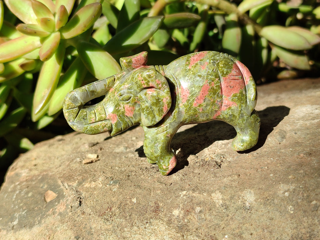 Polished Unakite Elephant Carving - sold per item - From South Africa - Toprock Gemstones and Minerals 