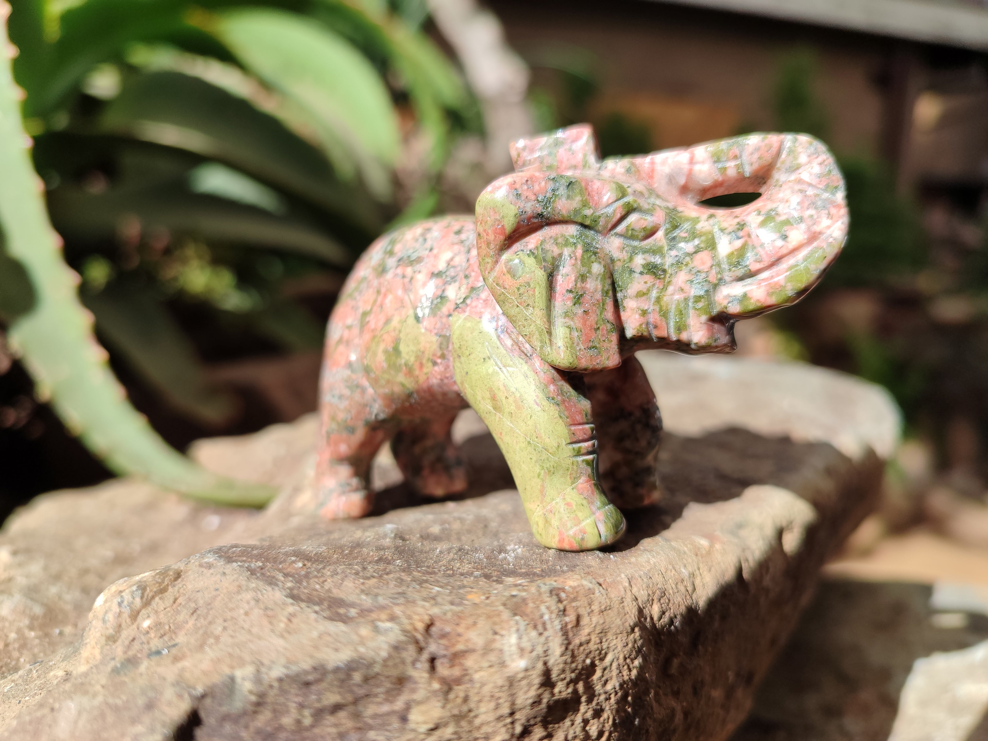 Polished Unakite Elephant Carving - sold per item - From South Africa - Toprock Gemstones and Minerals 