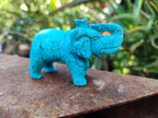 Polished Blue Howlite Elephant Carving - sold per item - From Zimbabwe - Toprock Gemstones and Minerals 