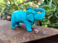 Polished Blue Howlite Elephant Carving - sold per item - From Zimbabwe