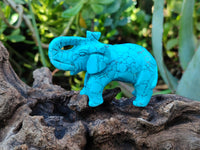 Polished Blue Howlite Elephant Carving - sold per item - From Zimbabwe