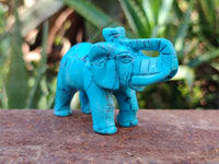 Polished Blue Howlite Elephant Carving - sold per item - From Zimbabwe