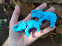Polished Blue Howlite Elephant Carving - sold per item - From Zimbabwe