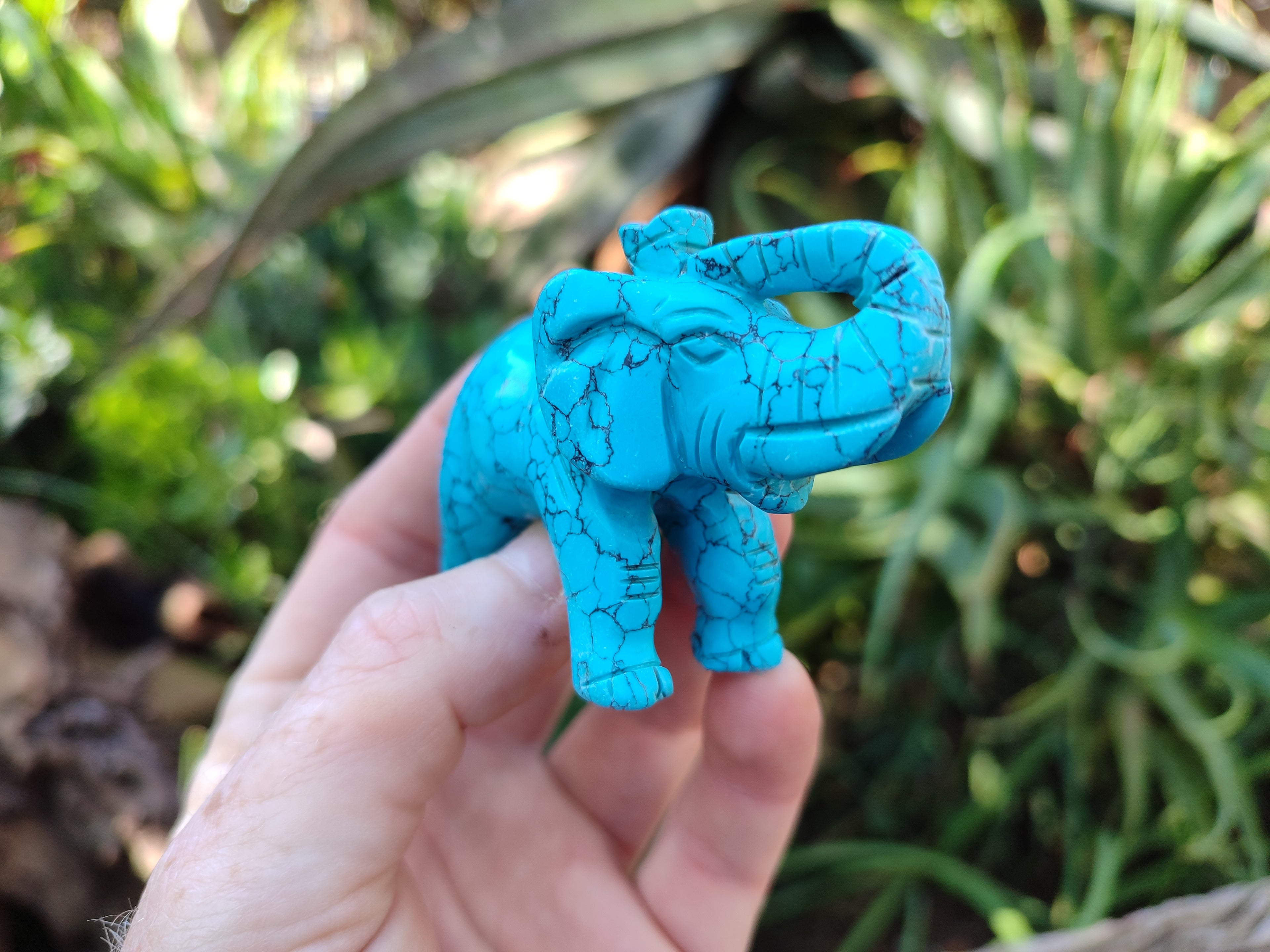 Polished Blue Howlite Elephant Carving - sold per item - From Zimbabwe - Toprock Gemstones and Minerals 