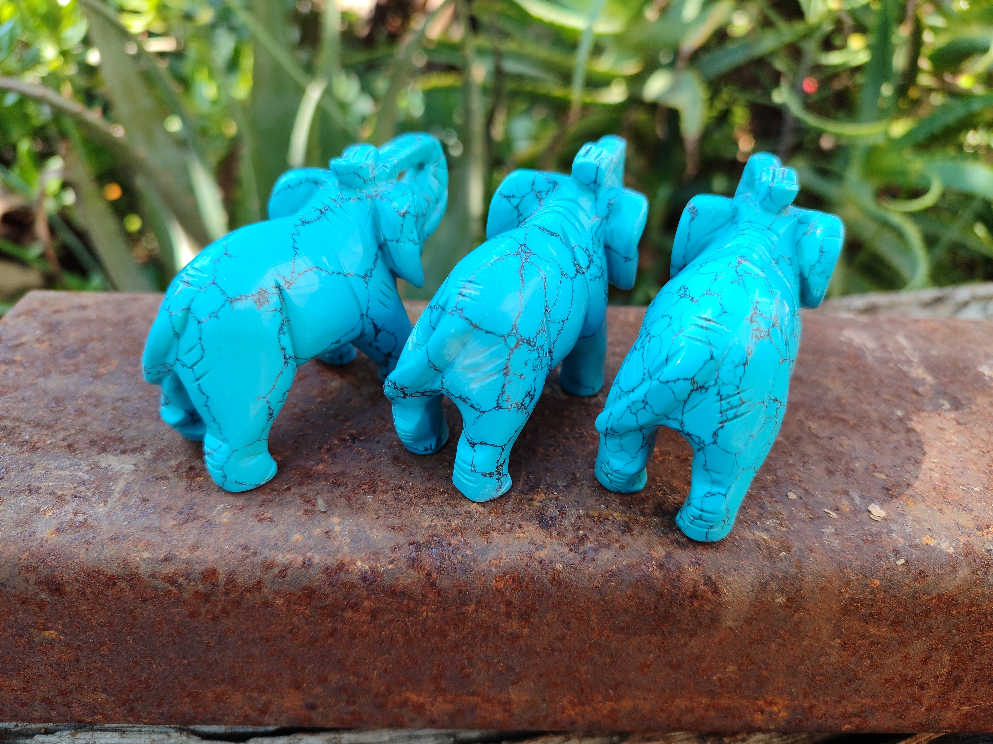 Polished Blue Howlite Elephant Carving - sold per item - From Zimbabwe - Toprock Gemstones and Minerals 