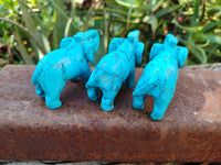 Polished Blue Howlite Elephant Carving - sold per item - From Zimbabwe