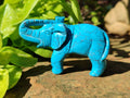Polished Blue Howlite Elephant Carving - sold per item - From Zimbabwe - Toprock Gemstones and Minerals 