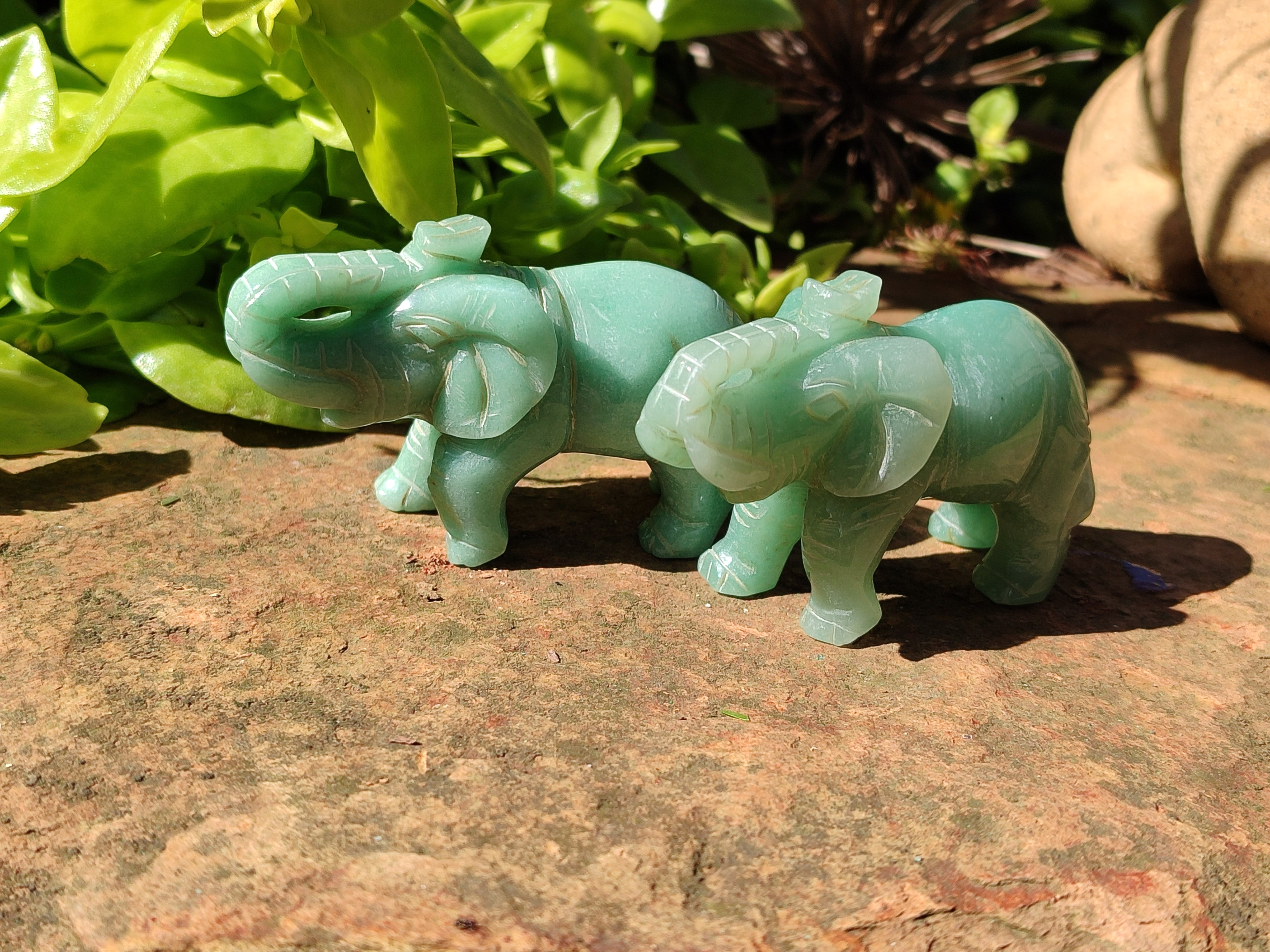 Polished Aventurine Elephant Carving - sold per item - From Zimbabwe - Toprock Gemstones and Minerals 