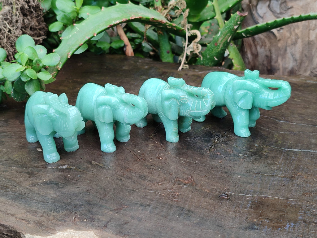 Polished Aventurine Elephant Carving - sold per item - From Zimbabwe - Toprock Gemstones and Minerals 