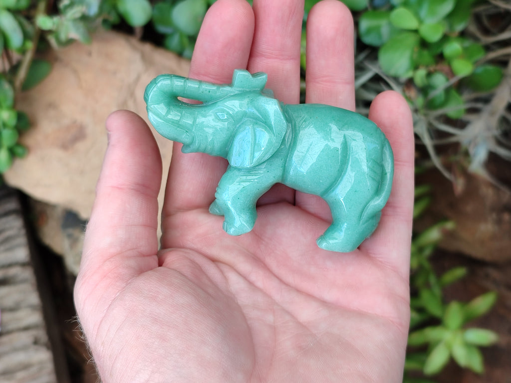 Polished Aventurine Elephant Carving - sold per item - From Zimbabwe - Toprock Gemstones and Minerals 