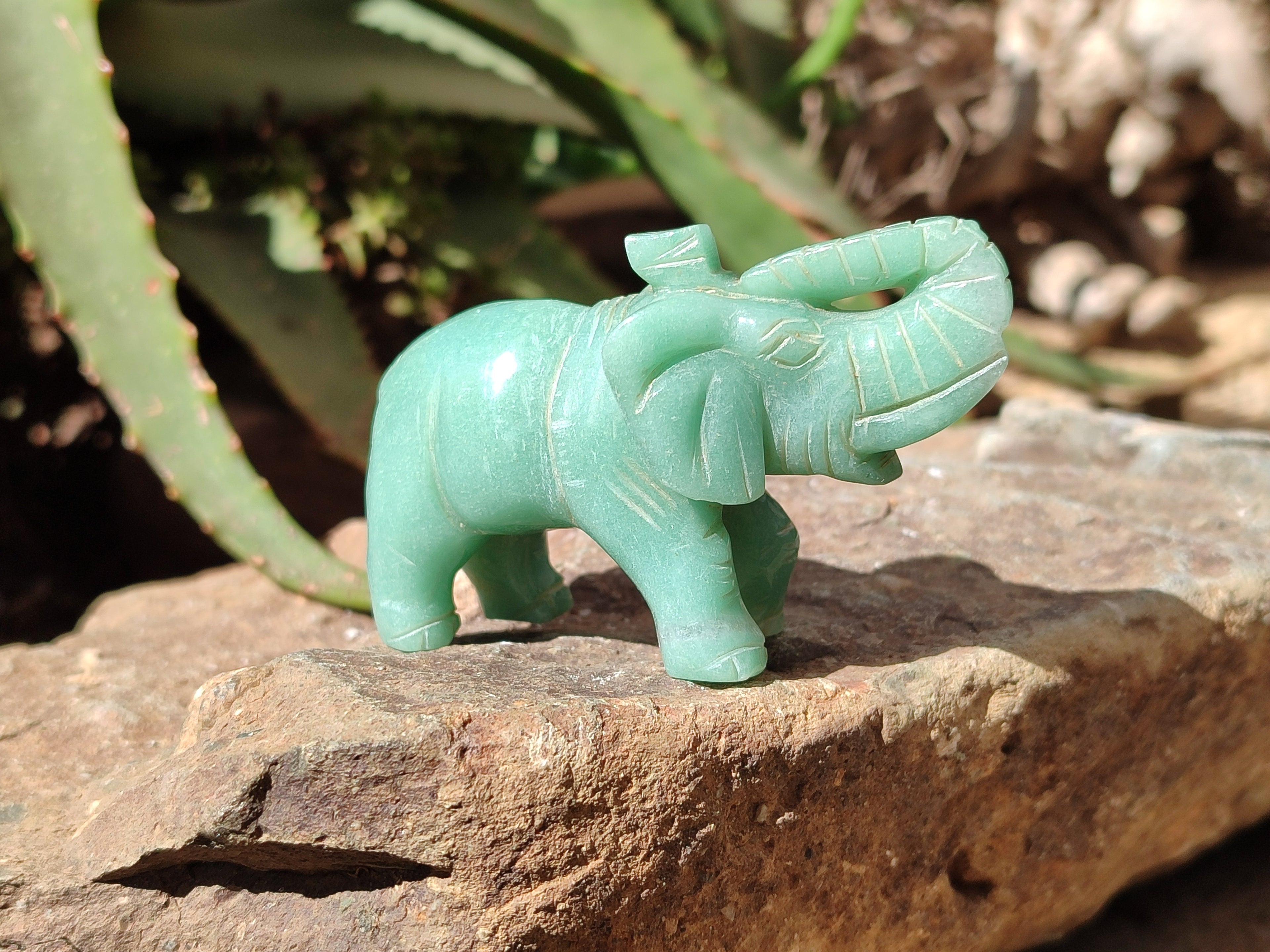 Polished Aventurine Elephant Carving - sold per item - From Zimbabwe - Toprock Gemstones and Minerals 