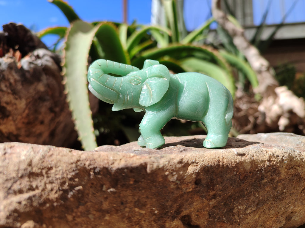 Polished Aventurine Elephant Carving - sold per item - From Zimbabwe - Toprock Gemstones and Minerals 