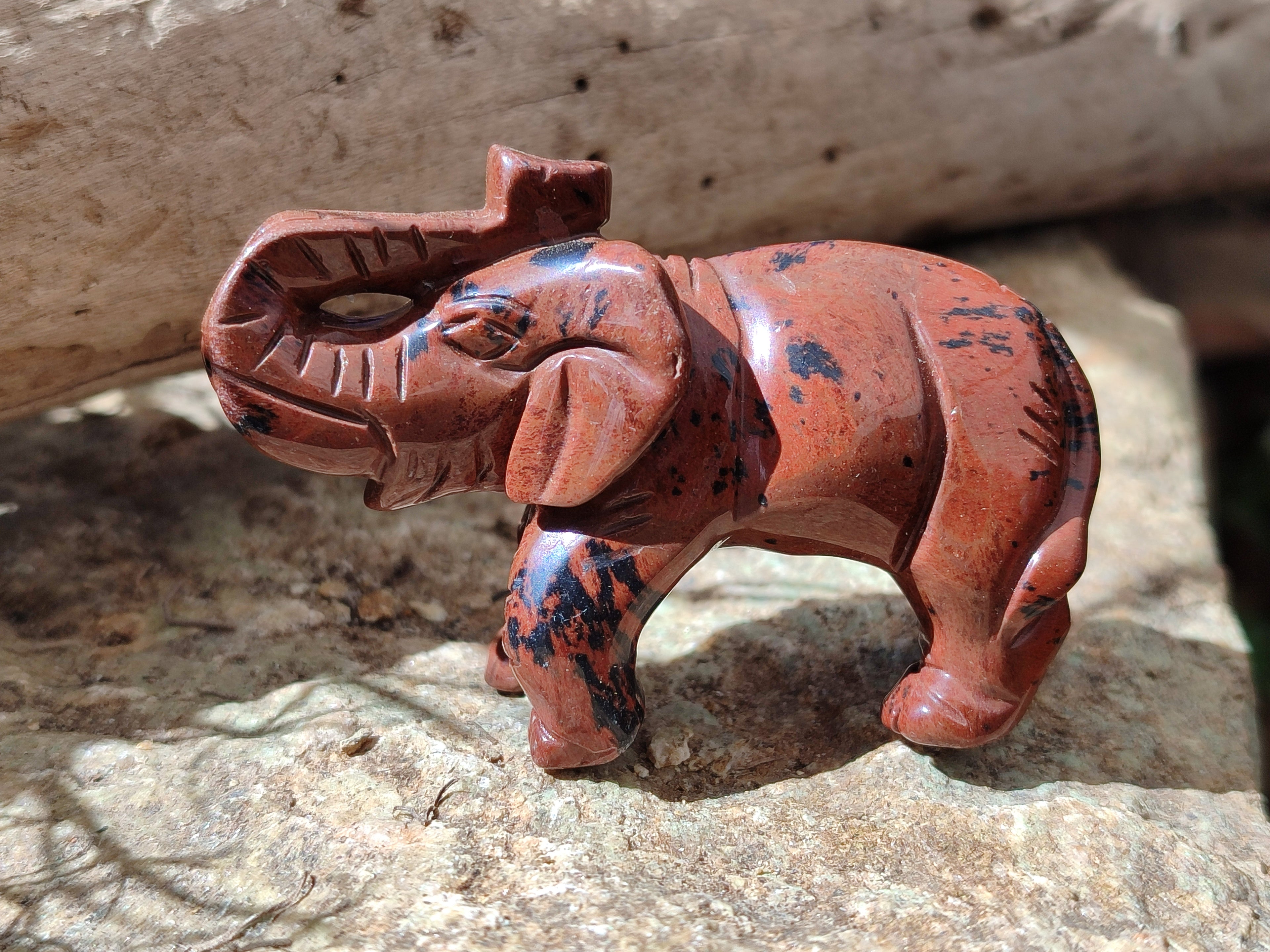 Polished Mahogany Obsidian Elephant Carving - sold per item - From USA - Toprock Gemstones and Minerals 