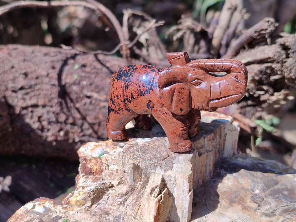 Polished Mahogany Obsidian Elephant Carving - sold per item - From USA - Toprock Gemstones and Minerals 