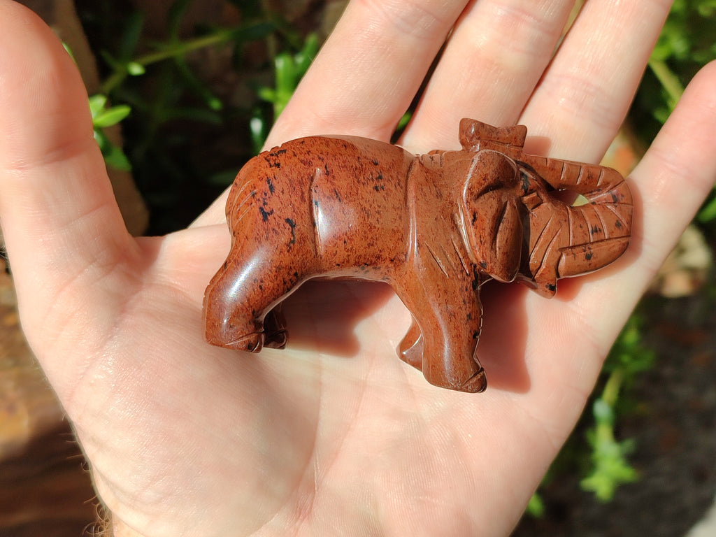 Polished Mahogany Obsidian Elephant Carving - sold per item - From USA - Toprock Gemstones and Minerals 