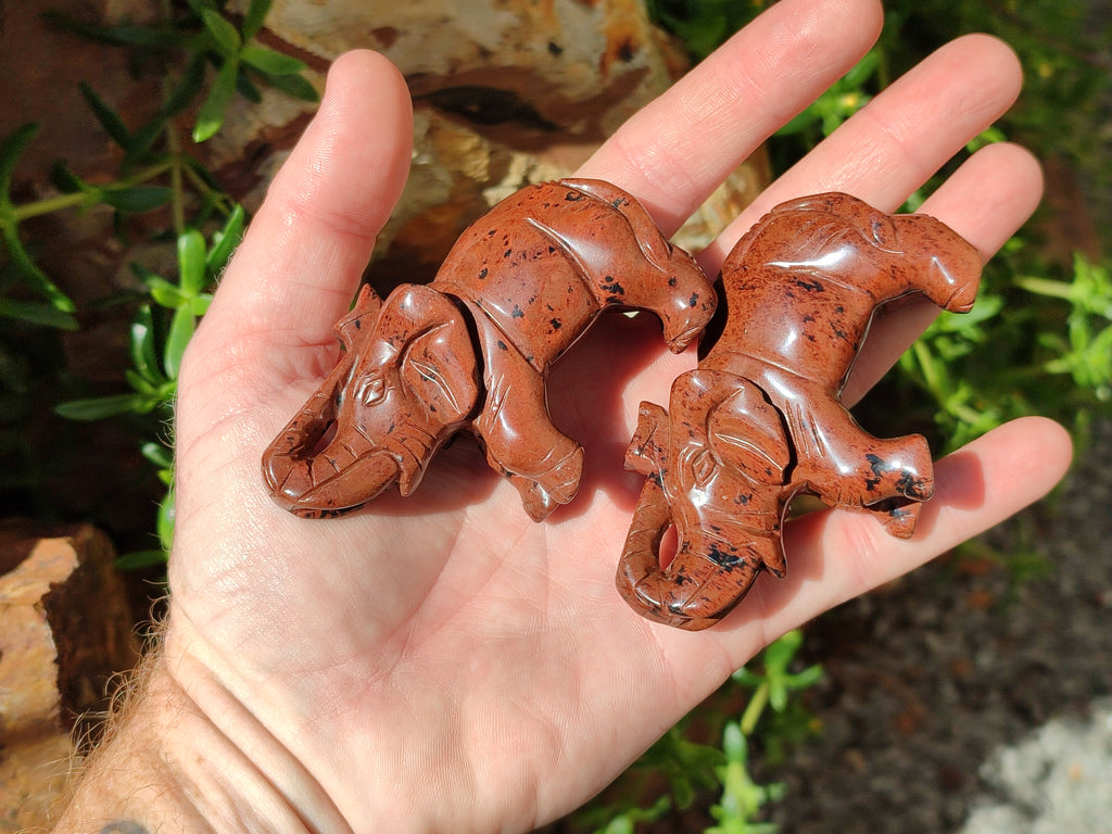 Polished Mahogany Obsidian Elephant Carving - sold per item - From USA - Toprock Gemstones and Minerals 