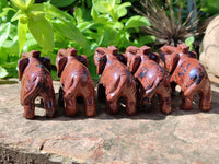 Polished Mahogany Obsidian Elephant Carving - sold per item - From USA