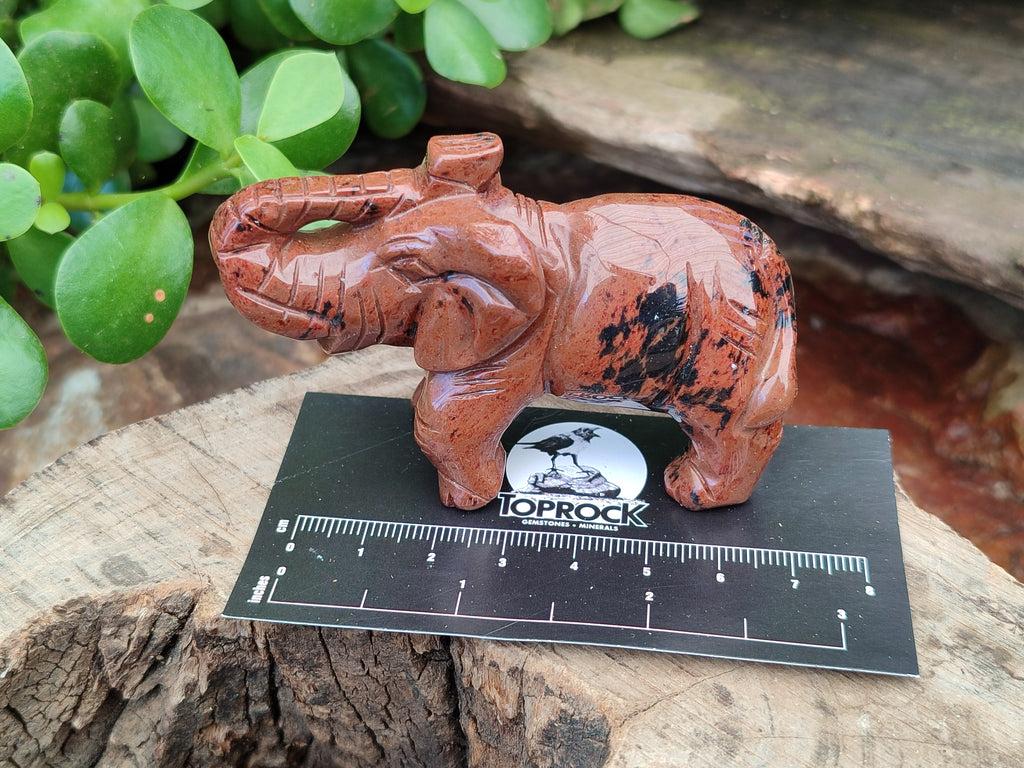 Polished Mahogany Obsidian Elephant Carving - sold per item - From USA - Toprock Gemstones and Minerals 