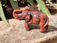Polished Mahogany Obsidian Elephant Carving - sold per item - From USA