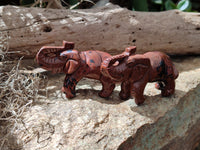 Polished Mahogany Obsidian Elephant Carving - sold per item - From USA