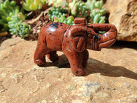 Polished Mahogany Obsidian Elephant Carving - sold per item - From USA