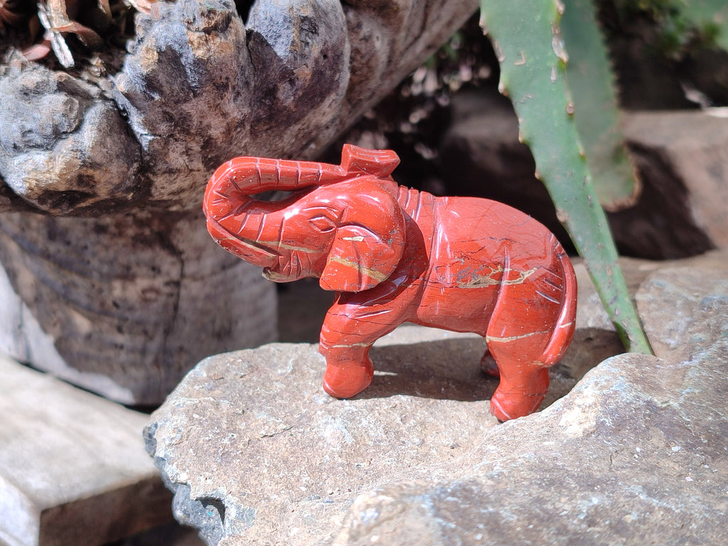 Polished Red Jasper Elephant Carving - sold per item - From South Africa - Toprock Gemstones and Minerals 