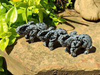 Polished Snowflake Obsidian Elephant Carving - sold per item - From Mexico