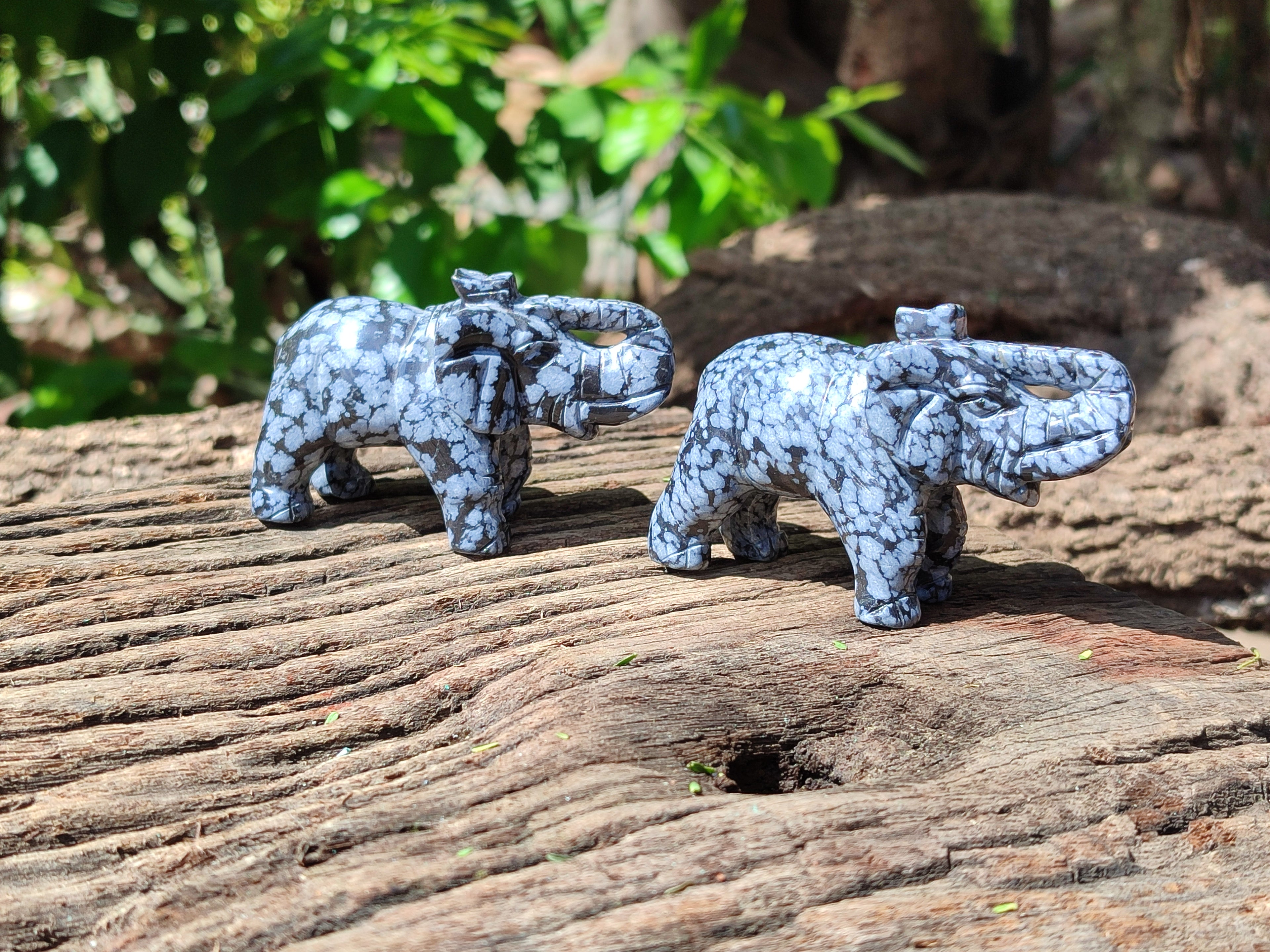 Polished Snowflake Obsidian Elephant Carving - sold per item - From Mexico - Toprock Gemstones and Minerals 