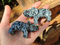Polished Snowflake Obsidian Elephant Carving - sold per item - From Mexico