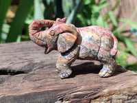 Polished Snakeskin Rhyolite Jasper Elephant Carving - sold per item - From Australia - Toprock Gemstones and Minerals 