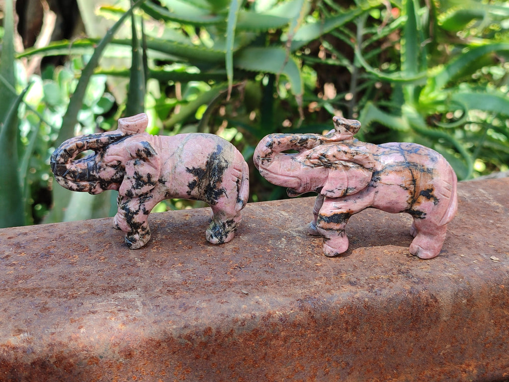 Polished Rhodonite Pink Elephant Carving - sold per item - From Madagascar - Toprock Gemstones and Minerals 