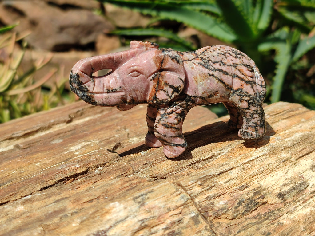 Polished Rhodonite Pink Elephant Carving - sold per item - From Madagascar - Toprock Gemstones and Minerals 
