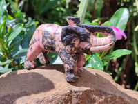 Polished Rhodonite Pink Elephant Carving - sold per item - From Madagascar - Toprock Gemstones and Minerals 