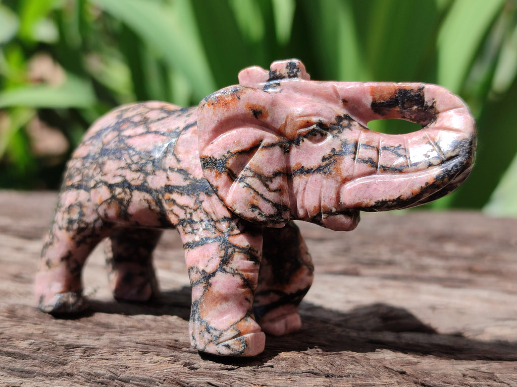 Polished Rhodonite Pink Elephant Carving - sold per item - From Madagascar - Toprock Gemstones and Minerals 