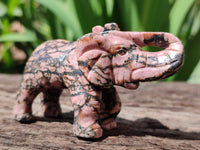 Polished Rhodonite Pink Elephant Carving - sold per item - From Madagascar - Toprock Gemstones and Minerals 