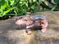 Polished Rhodonite Pink Elephant Carving - sold per item - From Madagascar - Toprock Gemstones and Minerals 