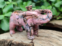 Polished Rhodonite Pink Elephant Carving - sold per item - From Madagascar - Toprock Gemstones and Minerals 