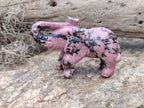 Polished Rhodonite Pink Elephant Carving - sold per item - From Madagascar - Toprock Gemstones and Minerals 
