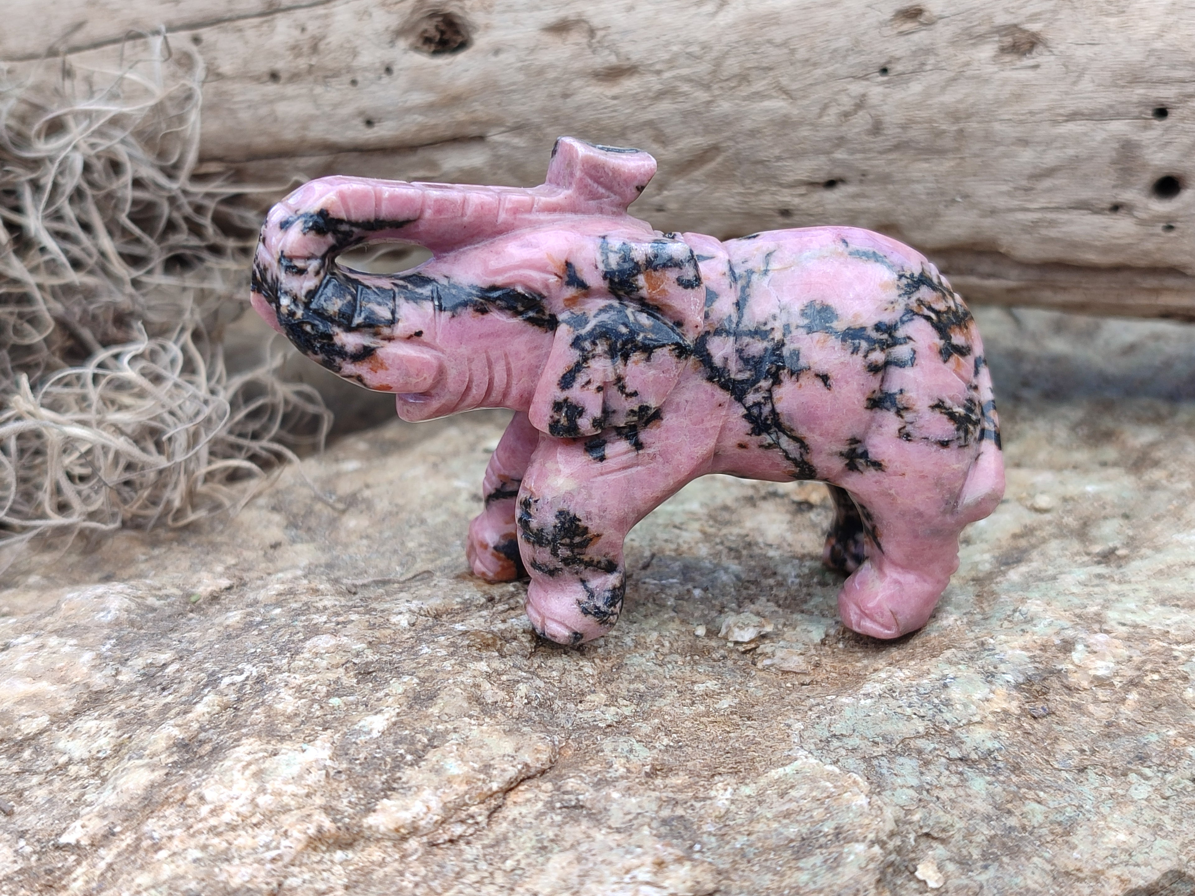 Polished Rhodonite Pink Elephant Carving - sold per item - From Madagascar - Toprock Gemstones and Minerals 