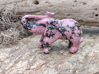 Polished Rhodonite Pink Elephant Carving - sold per item - From Madagascar - Toprock Gemstones and Minerals 