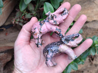 Polished Rhodonite Pink Elephant Carving - sold per item - From Madagascar - Toprock Gemstones and Minerals 