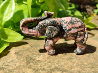 Polished Rhodonite Pink Elephant Carving - sold per item - From Madagascar - Toprock Gemstones and Minerals 