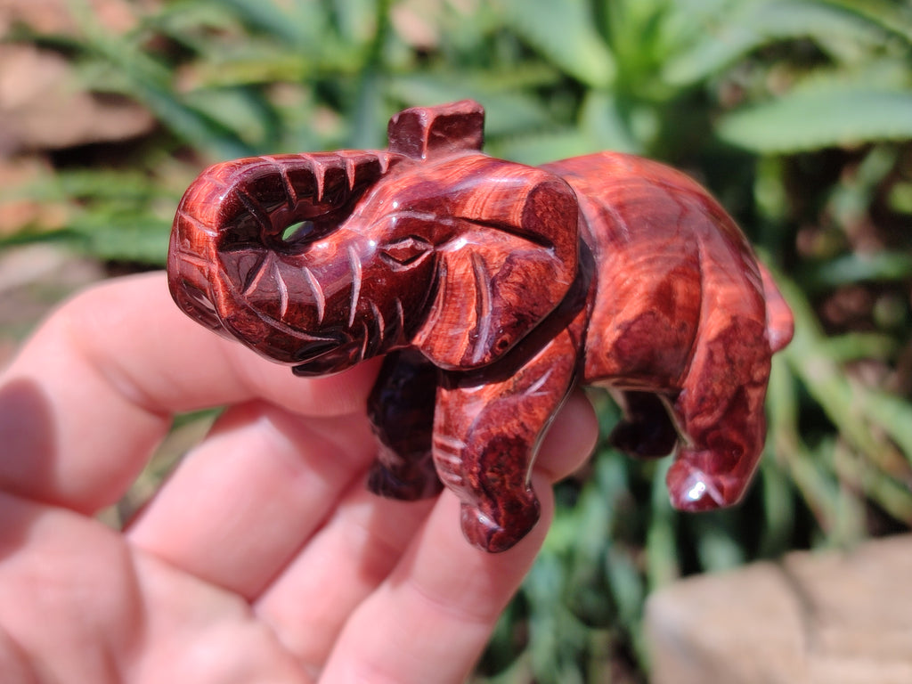 Polished Red Tigers Eye Elephant Carvings - sold per item - From South Africa - Toprock Gemstones and Minerals 