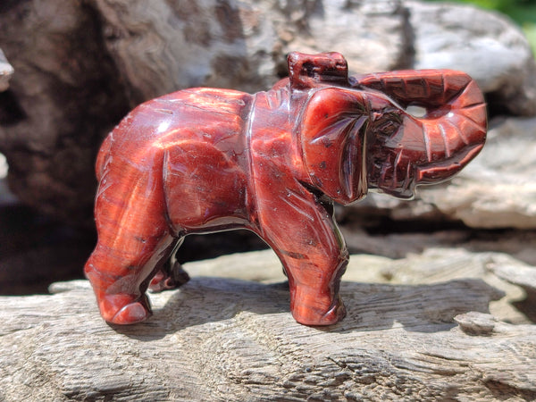 Polished Red Tigers Eye Elephant Carvings - sold per item - From South Africa